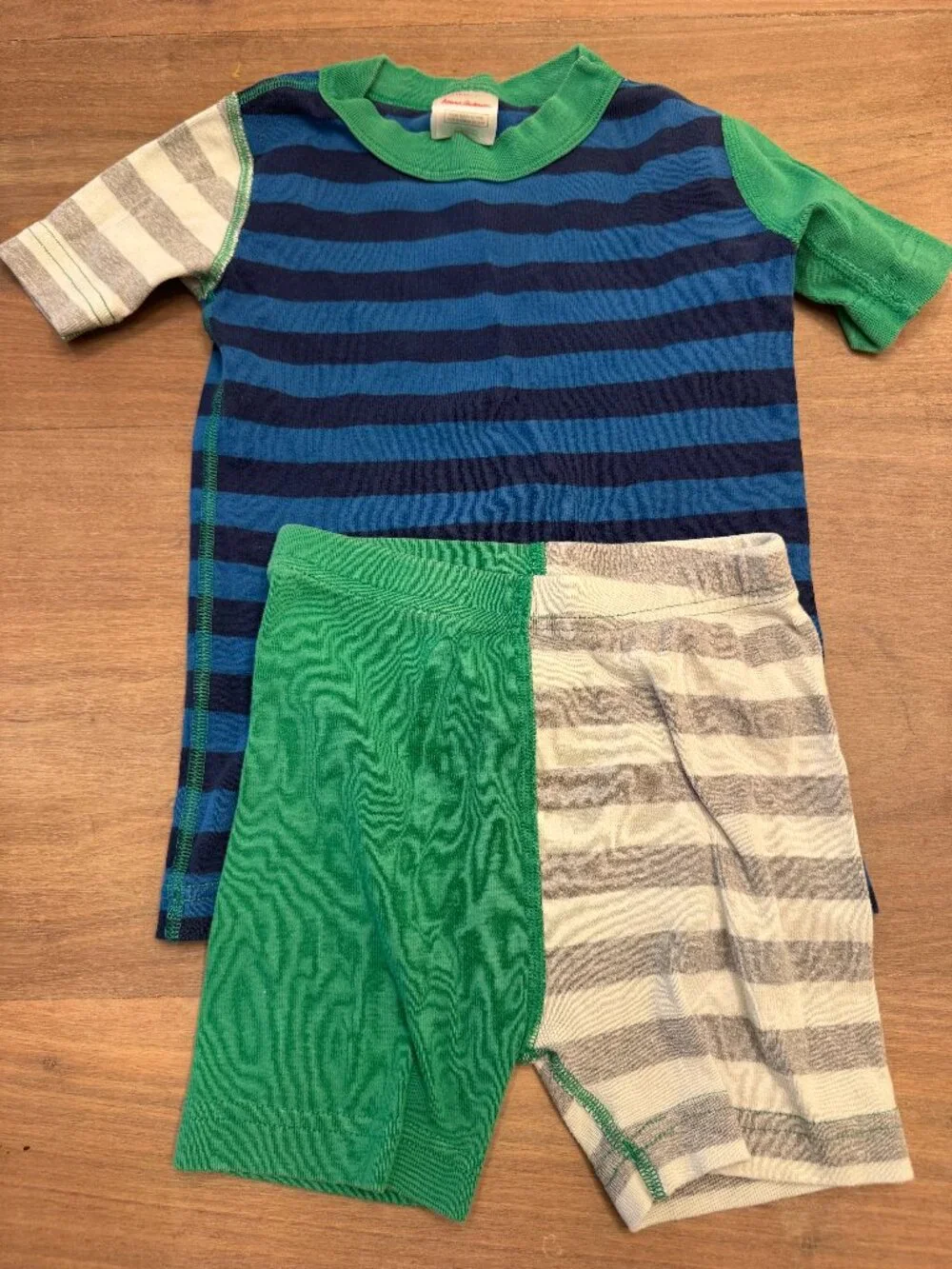 Hanna Andersson Blue Stripe Colorblock Short Pajama Set US 5 / 110cm